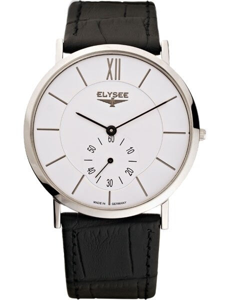 Elysee Thin Quartz Dress Watch with Silver Dial and Small Seconds #80480