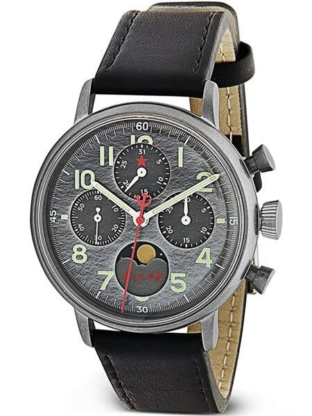 Red Star Hand Wind Mechanical Chronograph with Moonphase #7756G-A