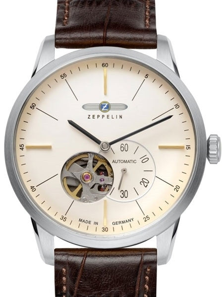 Graf Zeppelin Flatline Automatic Open-Heart Watch with Small Seconds #7364-5