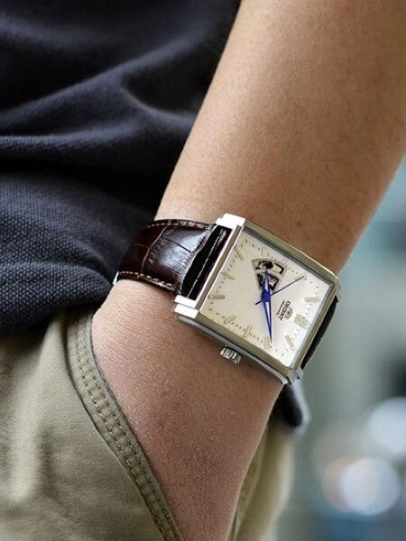 Orient Producer Automatic Dress Watch with Open-Heart, Pinstriped Dial #DBAD005W