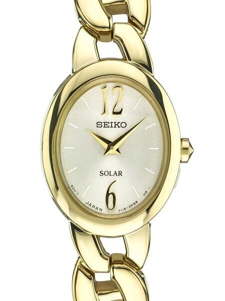 Seiko Ladies Solar Dress Watch with Goldtone Hands and Markers #SUP338
