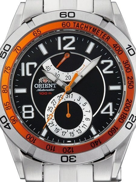 Planet Orient Orange 21-Jewel Automatic Power Reserve on a Bracelet #CFM00002B