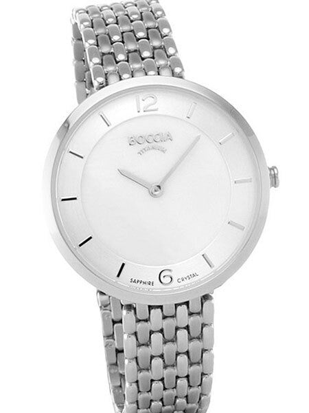 Boccia Ladies Quartz Watch with MOP Dial, Titanium Case and Matching Bracelet #3244-05