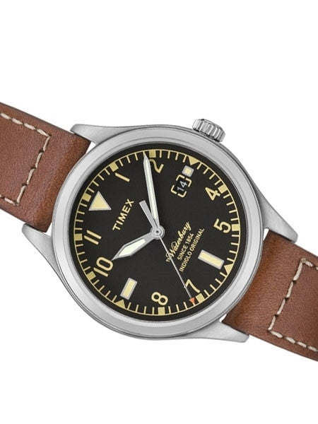 Timex 38mm Waterbury Quartz Watch with Black Dial and INDIGLO Night-Light #TW2P84600ZA