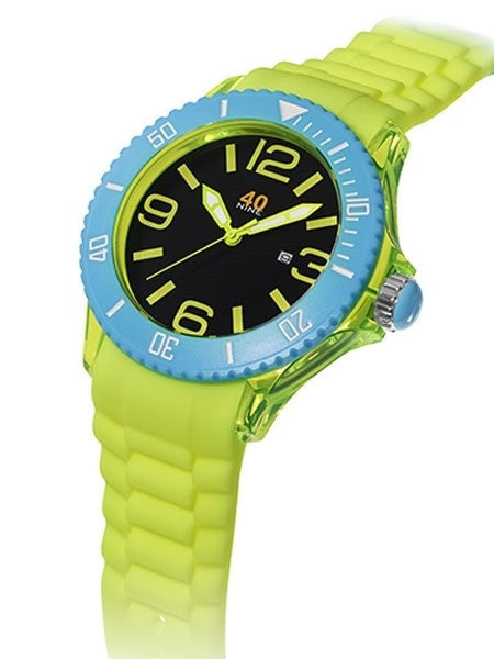 40Nine Clear Plastic 40mm Case with Yellow Silicone Rubber Strap #40NINE03-YELLOW