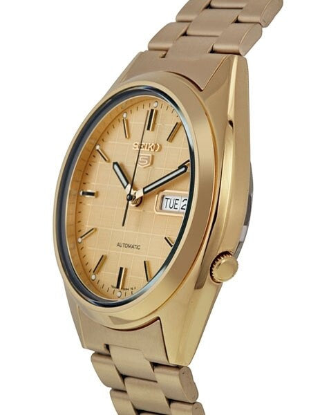 Seiko 5 Automatic Watch with Goldtone Case and Bracelet #SNXL72
