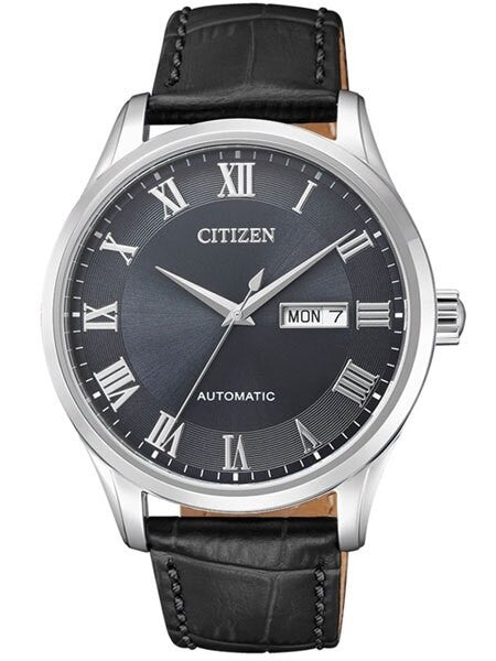 Citizen Automatic Grey Dial Watch with Grey Leather Strap #NH8360-12H