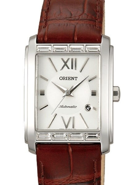 Orient Romance Women's Automatic Dress Watch with Curved Crystal and CZ Baguettes on the Bezel #ENRAP002W