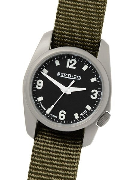 Bertucci A-1T Titanium 36mm Field Watch with Olive Nylon Strap #10302