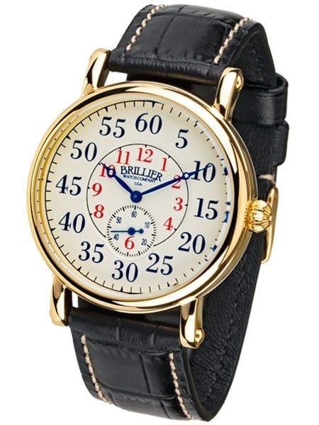 Brillier 43mm Americana Chapter 2 Railroad Swiss Quartz Watch with Calfskin Leather Strap #BR-08