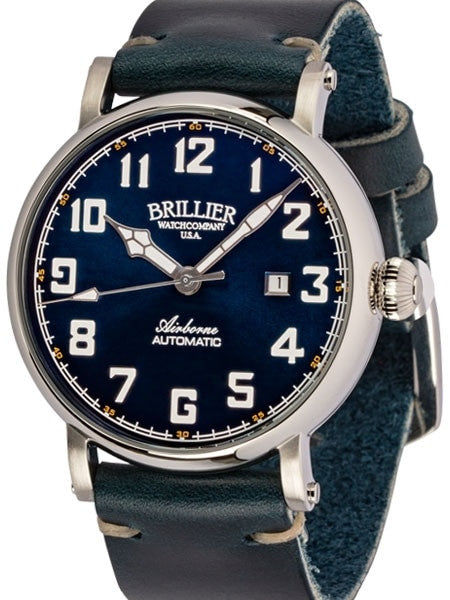 Brillier 43mm Airborne Automatic Watch with Horween Leather Strap #BR-01