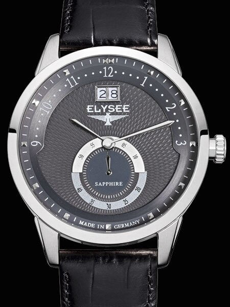Elysee 41mm Mestor Swiss Quartz Dress Watch with Big Date and Sapphire Crystal #17003