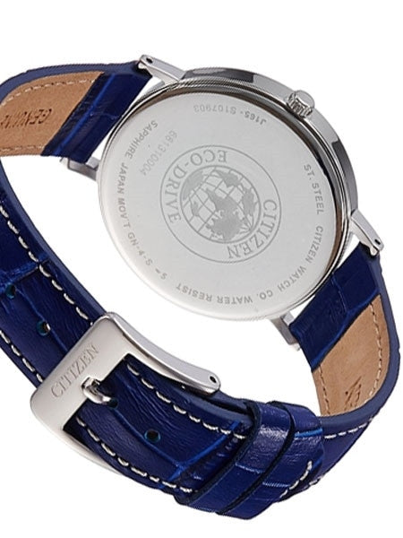 Citizen Eco-Drive Watch with Blue Leather Strap and 9-Month Power Reserve #AU1080-11L