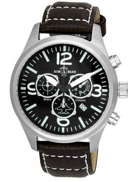 Air Blue Bravo Cockpit Chronograph Pilot Watch with 44mm Case, Sapphire Crystal #BRAVOCHRONOSSCOCKPIT