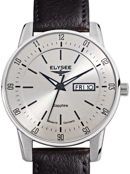 Elysee Thin 42mm Quartz Dress Watch with Sapphire Crystal and Day-Date Window #86000