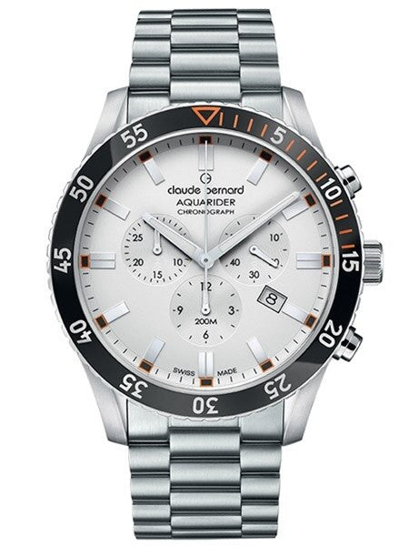 Claude Bernard Aquarider Silver Dial Chronograph Dive Watch #10223-3NOM-AO