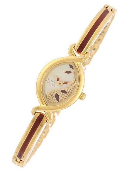 Titan Ladies Raga Jewelry Inspired Gold-Tone Quartz Watch with Bracelet #2251YM24