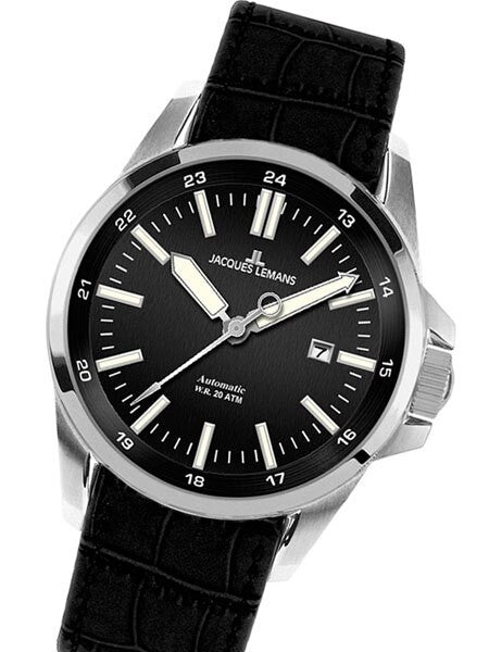 Jacques Lemans 44mm Liverpool Automatic Watch with a Black Dial #1-1516A