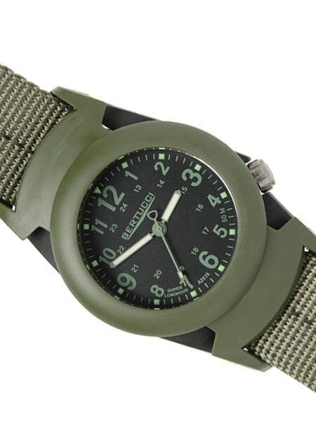 Bertucci DX3?« PRO-GUARD?äó Resin Watch, Dash-Striped Nylon Strap, Black Dial - 11047