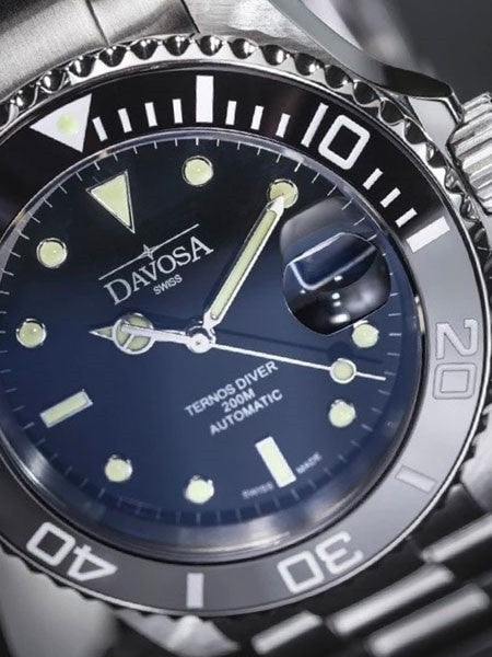 Davosa Ternos Swiss Automatic 200 Meter Dive Watch with Black Dial #16155550