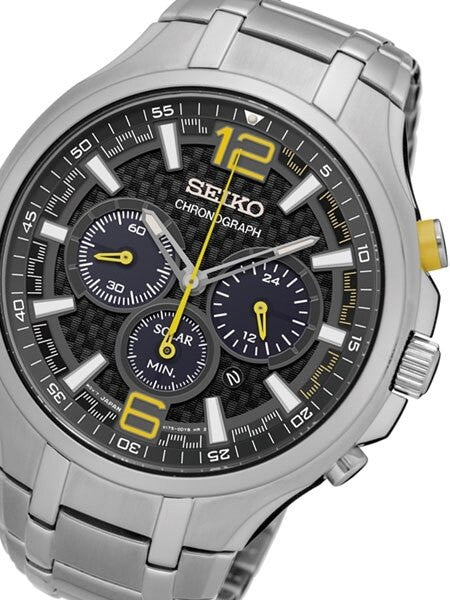 Seiko Core Series Black Carbon-Fiber Dial, Solar Chronograph with 24-Hour Sub-Dial #SSC449