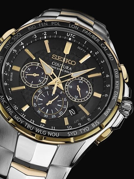 Seiko Coutura Radio Sync Solar Chronograph Two-Tone Mens Watch #SSG010