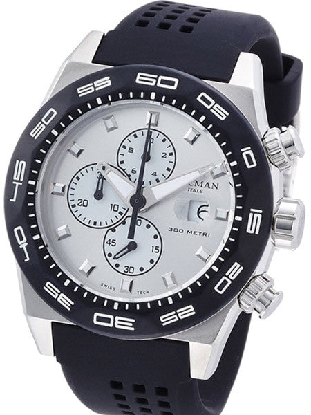 Locman Stealth 300 Meter Quartz Chronograph Watch with 46mm Case #217WHSTBKR