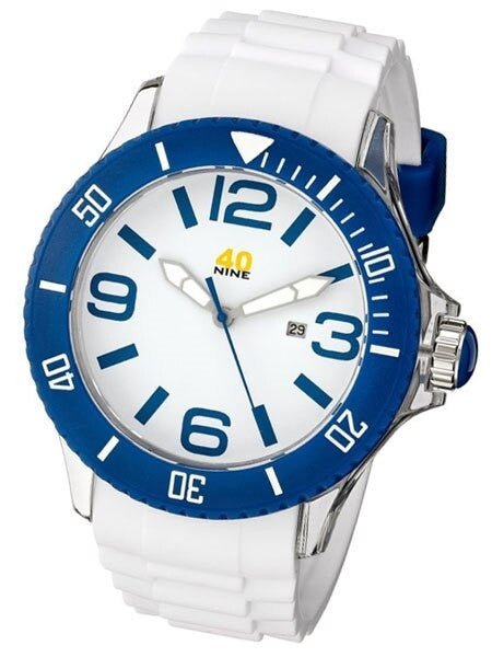 40Nine Clear Plastic 46mm Case with White Silicone Rubber Strap #40NINE02-BLUE3