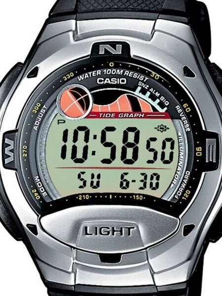 Casio Digital Sports Chrongraph Watch with Tide Graph, Moonphase #W-753-1AV