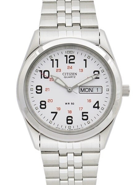 Citizen Railroad White Dial Quartz Watch with Stainless Steel Bracelet #BK3790-70A