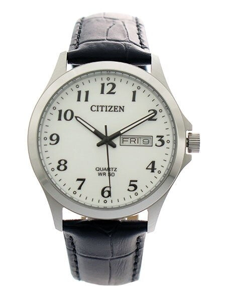 Citizen White Dial Quartz Watch with Alligator-Grain Strap #BF5000-01A