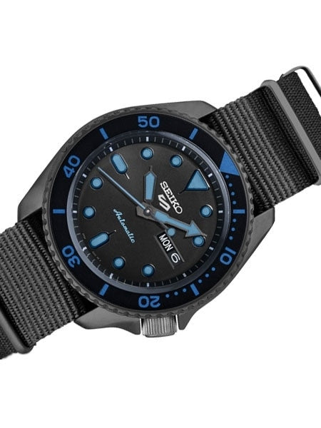 Seiko 5 Sports 24-Jewel Automatic Watch with Black Dial and Black PVD Case #SRPD81