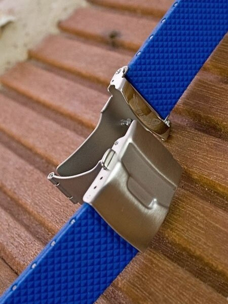 Squale 2002 OEM 22mm Blue Natural Rubber Dive Watch Strap #2002-BL