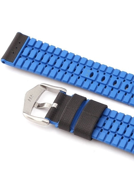 Hirsch ROBBY Sailcloth Effect Performance Watch Strap, Black and Blue #09180940-50