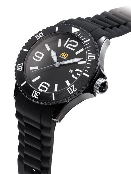 40Nine Black Plastic 41.5mm Case with Black Silicone Rubber Strap #40NINE03-BLACK3