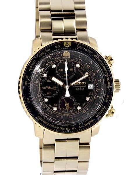 Seiko SNA414P1 Quartz Flight Chronograph Watch with Alarm Funciton