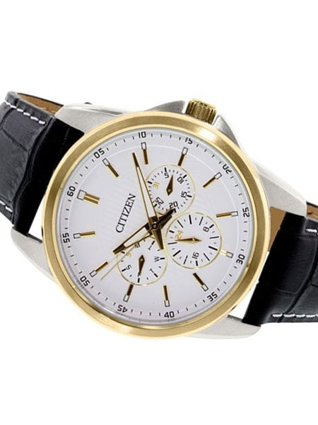 Citizen Two-Tone 42mm Dress Watch with Three Sub-Dials and a Leather Strap #AG8344-06A