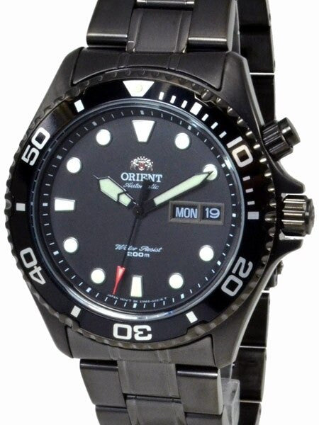 Orient Black Ray Raven 21-Jewel Automatic Dive Watch with Black PVD Bracelet  #EM65007B