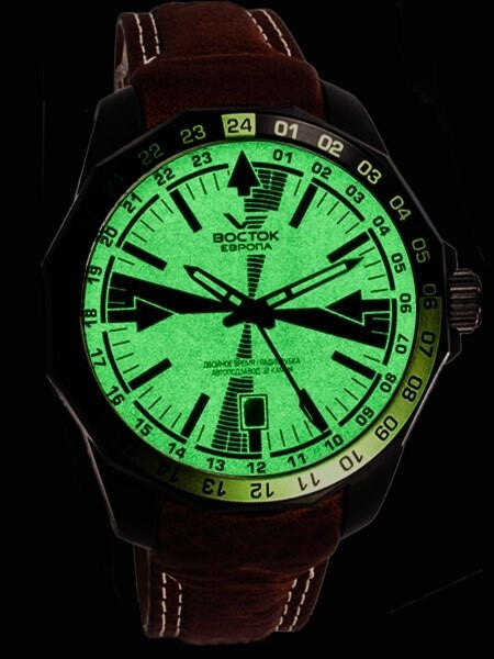 Vostok-Europe Radio Room, Dual Time Automatic Watch with Luminous Dial #2254224