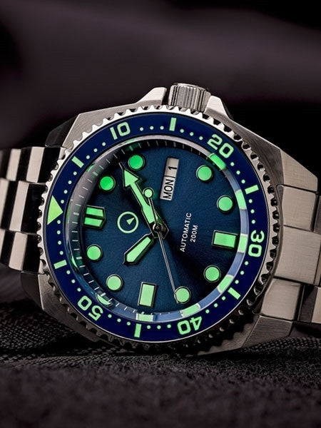 Islander Blue Automatic Dive Watch with AR Double-Dome Sapphire Crystal, and Luminous Ceramic Bezel Insert #ISL-55