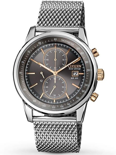 Citizen Eco-drive Chronograph Watch with Stainless Steel Mesh Bracelet #CA0336-52H
