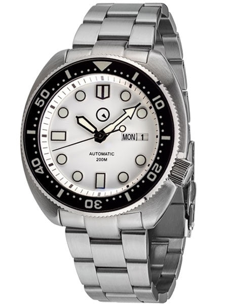 Islander White Dial Automatic Dive Watch with AR Double Dome Sapphire Crystal, and Luminous Ceramic Bezel Insert #ISL-29