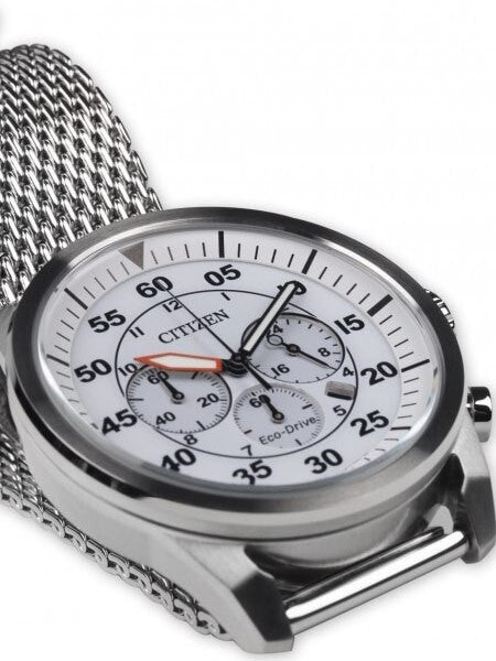 Citizen Eco-drive Chronograph Watch with Stainless Steel Mesh Bracelet #CA4210-59A