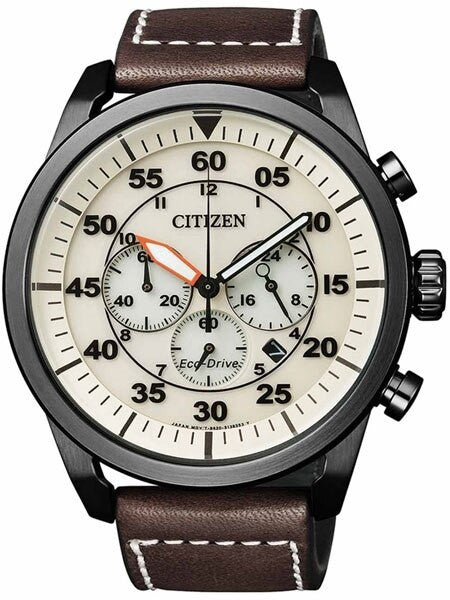 Citizen Eco-Drive Chronograph Watch with a 45mm Black PVD Case