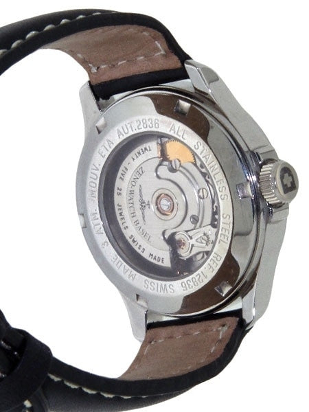 Zeno Mens Day-Date Pilot Watch with Black Dial and Swiss Automatic Movement #12836DD-a1