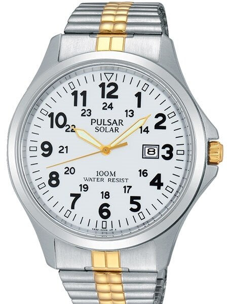 Pulsar Solar Powered Quartz Aviator Style Watch with 44mm Case #PX3071