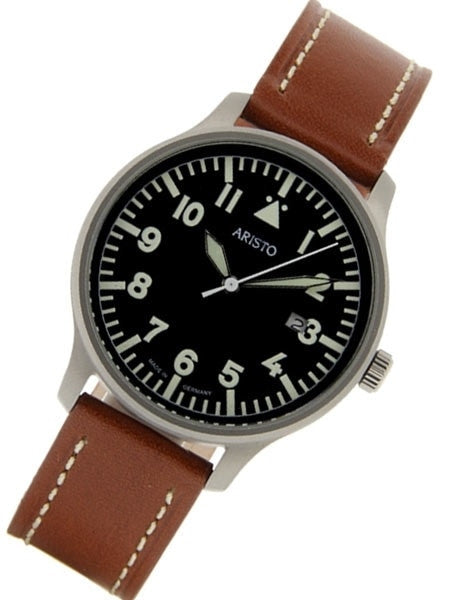 Aristo 3H84 Quartz Aviator Style Watch with Sandblasted Case