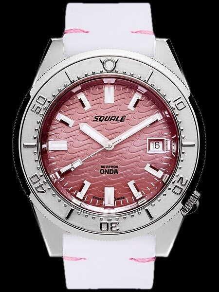 Squale 500 Meter Swiss Made Automatic Dive Watch with Pink Wave Dial  #1521-PK