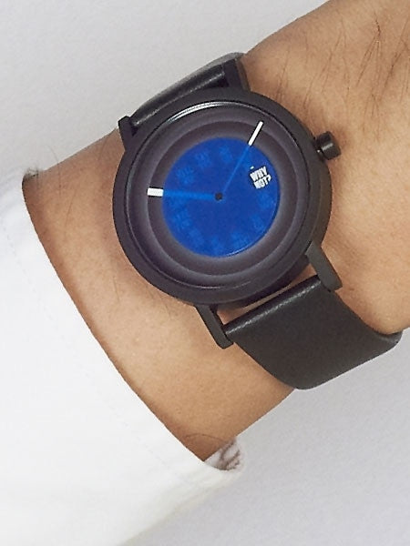 Projects 40mm Black Fortell Quartz Watch with Matching Leather Strap #7216B