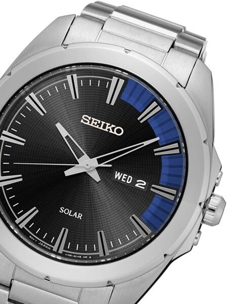 Seiko ReCraft Series Solar Watch with 45mm Stainless Steel Case and Bracelet #SNE415